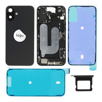 Achterkant (Pulled B) incl. kleine onderdelen - Zwart, Voor iPhone 16 Plus